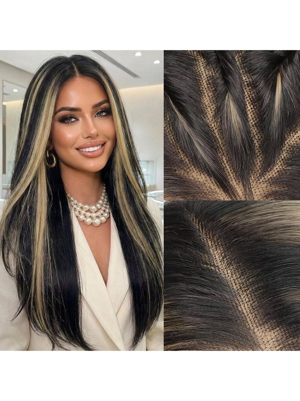 Women's black Glueless Synthetic Lace Front Pre-Plucked Hairline 28 Inch